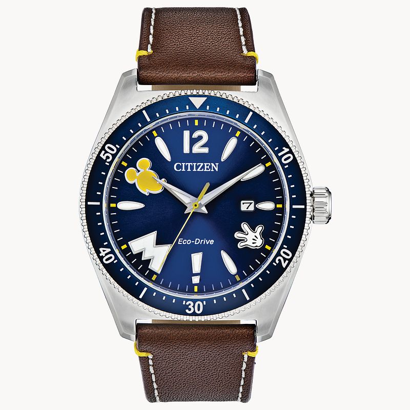 Mickey Mouse Blue Dial Leather Strap AW1599-00W | CITIZEN